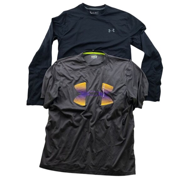 Under Armour Mens Athletic Tops Medium Lot Of Two Activewear Fitted Classic - Picture 1 of 12